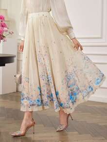 Modelyn Gonna elegante plissettata con stampa floreale, stile vacanziero per donna - Multicolore - Visualizzare 3