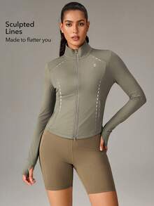 OutZeal 女士防晒外套 夏季日常休闲防紫外线长袖修身拉链户外上衣 - 綠色 - 查看 4