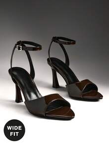 SHUZIA 女士宽楦优雅简约踝带细高跟凉鞋 - 咖啡棕 - 查看 5