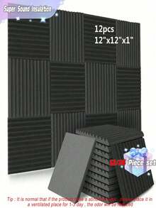 SHEIN 12片装 12*12*1英寸弹性隔音泡沫板，适用于房间、音乐室墙面装饰和吸音，可粘贴于墙面，也可作为墙纸、装饰贴纸使用，春季装饰用品，让您的家焕然一新，节日装饰贴纸，生日毕业礼物。 - 黑色 - 查看 1