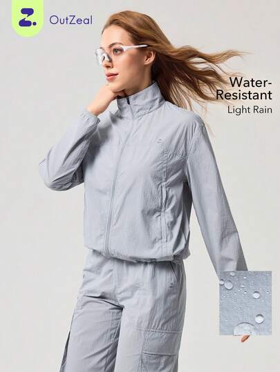 OutZeal Women Outdoor Jacket Hiking Camping Water-Resistant Stand Collar Zip Up Outdoor Top