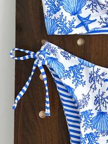 Swim Vcay Bộ bikini nữ kiểu dáng thường ngày, họa tiết vỏ sò, có dây đeo rời, thích hợp cho đám cưới, hoạt động ngoài trời, mùa hè. Bikini in hình sao biển màu xanh dương, bikini xanh trắng, đồ bơi in hình vỏ sò, đồ đi nghỉ mát, du lịch biển, tắm nắng, bộ đồ đi biển cho nữ, bộ bikini cho nữ, đồ bơi đi nghỉ mát cho nữ. - Nhiều màu - Xem 6