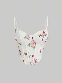 SHEIN MOD Women's Summer Casual Vacation Embroidered Bralette Camisole - White - View 3