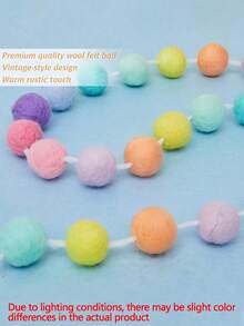 6.5-Foot Macaron-Colored Pom-Pom Wreath With 24 Pom-Poms And A 2-Meter Pastel Pom-Pom String, Suitable For Wedding Arch Backdrops, Wall Decorations, Birthday Parties, Christmas, Easter, And Family Celebrations. - Multicolor - View 5