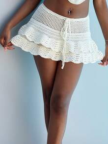 Mima John Ocean Wave Style Dam A-Line strandkjol - Vitt - Visa 6