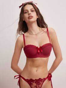 Áo ngực ren có gọng tương phản - Màu Tím - Xem 4