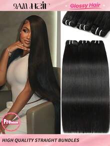 14-28英寸奢华直发真人发束,处女发接发,18英寸,18英寸,18英寸,高级真发双层发片,3片装,高光泽,长寿命,日常及沙龙品质,柔软丝滑,高级隐形接发 - Natural Black - 查看 2