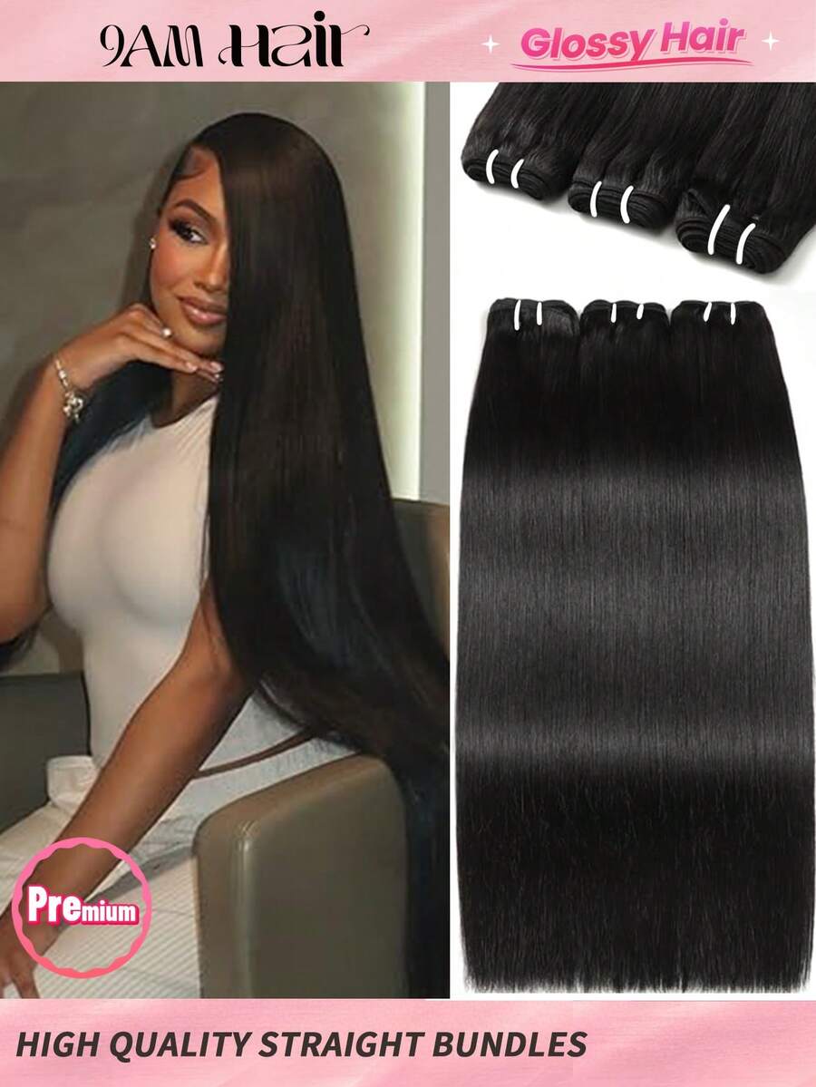 14-28英寸奢华直发真人发束，处女发接发，18英寸，18英寸，18英寸，高级真发双层发片，3片装，高光泽，长寿命，日常及沙龙品质，柔软丝滑，高级隐形接发