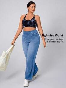 Flexra Plus Size Women Soft Medium Wash Elastic Jeans - Medium Wash - View 4