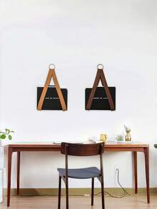 Haus Hana 1Pc/4Pcs French Style Wall Storage Rack, PU Leather Strap & Metal Loop, Practical And Decorative Function, Keeps Magazines, Books And Notebooks Tidy, Perfect For Living Room, Study Or Entryway, Lightweight Wall Hanging Organizer - Multicolor - View 7