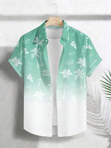 VIVINTIMO 男士夏季度假沙滩椰树渐变印花短袖衬衫 - 彩色 - 查看 2