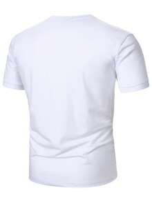 Manfinity Homme Kaos Pria Kasual Sehari-hari dengan Warna Kontras, Kerah Bulat, Lengan Pendek, Musim Panas - MultiWarna - View 2