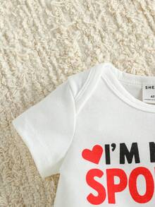 Body bébé garçon avec slogan en lettres, body blanc à manches courtes pour nouveau-né neutre, tenue unisexe pour bébé, toutes saisons - Blanc - Voir 3