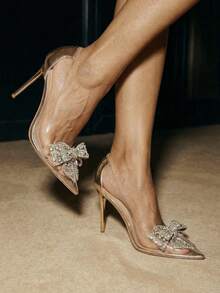 Women's High Heels Pointed Toe Stiletto Fashion Champagne Shoes With Butterfly & Rhinestone Decoration Spring Shoes Bride Shoes Wedding Shoes Summer Shoes - Champagne - View 6