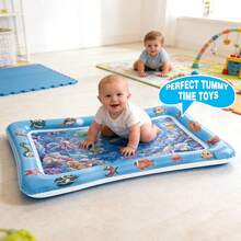 MINKOJA MINKOJA Alfombra de agua inflable con diseño de peces de océano para niños, juguete de alfombra de agua con patrón de peces, cojín de asiento y alfombra de salpicadura para bebés, entrenamiento de gateo y desarrollo sensorial táctil, fortalece los músculos, promueve el desarrollo, juguete de viaje, artículo esencial para bebés, juguete para niños pequeños, juguete de agua - Multicolor - Ver 5