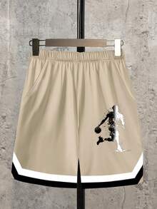 2pcs/Set Teenage Boys' Basketball Sports Short Sleeve Round Neck T-Shirt + Pocket Shorts Set - Multicolor - View 3