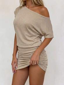 SHEIN EZwear Women's Metal Wire Mini Slip Dress - Gold - View 9