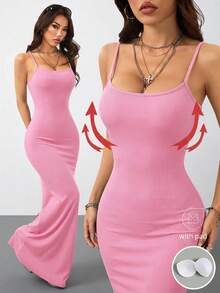 Coolane Đầm dài co giãn dành cho nữ mùa xuân và hè, thích hợp mặc đi lễ hội, đi chơi, hẹn hò, dự tiệc. - Hồng - Xem 1