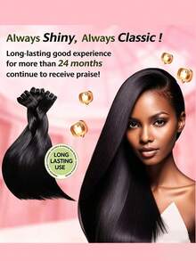14-28英寸奢华直发真人发束,处女发接发,18英寸,18英寸,18英寸,高级真发双层发片,3片装,高光泽,长寿命,日常及沙龙品质,柔软丝滑,高级隐形接发 - Natural Black - 查看 7