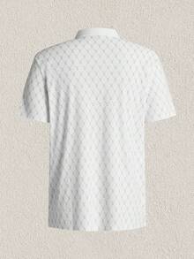 Mercer Haus 男士夏季透气冰丝polo衫亲肤时尚立领T恤短袖字母印花商务风上衣 - 白色 - 查看 2