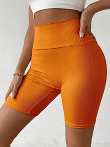 Chiquease Summer Casual Solid Color High Waist Leggings - Orange - View 6