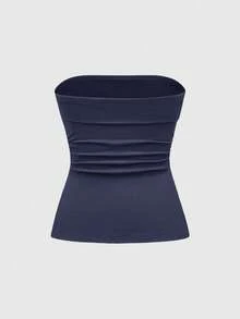 ROMWE Grunge Punk Atasan Camisole Pendek Motif Leopard Subkultur Y2K dengan Belahan di Bagian Bawah untuk Wanita - Navy Blue - View 2