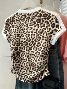 Camiseta ajustada de mujer con estampado de letras, silueta estilizante, estilo casual/al aire libre, nueva llegada de verano, color rojo - Multicolor 4 - Ver 2