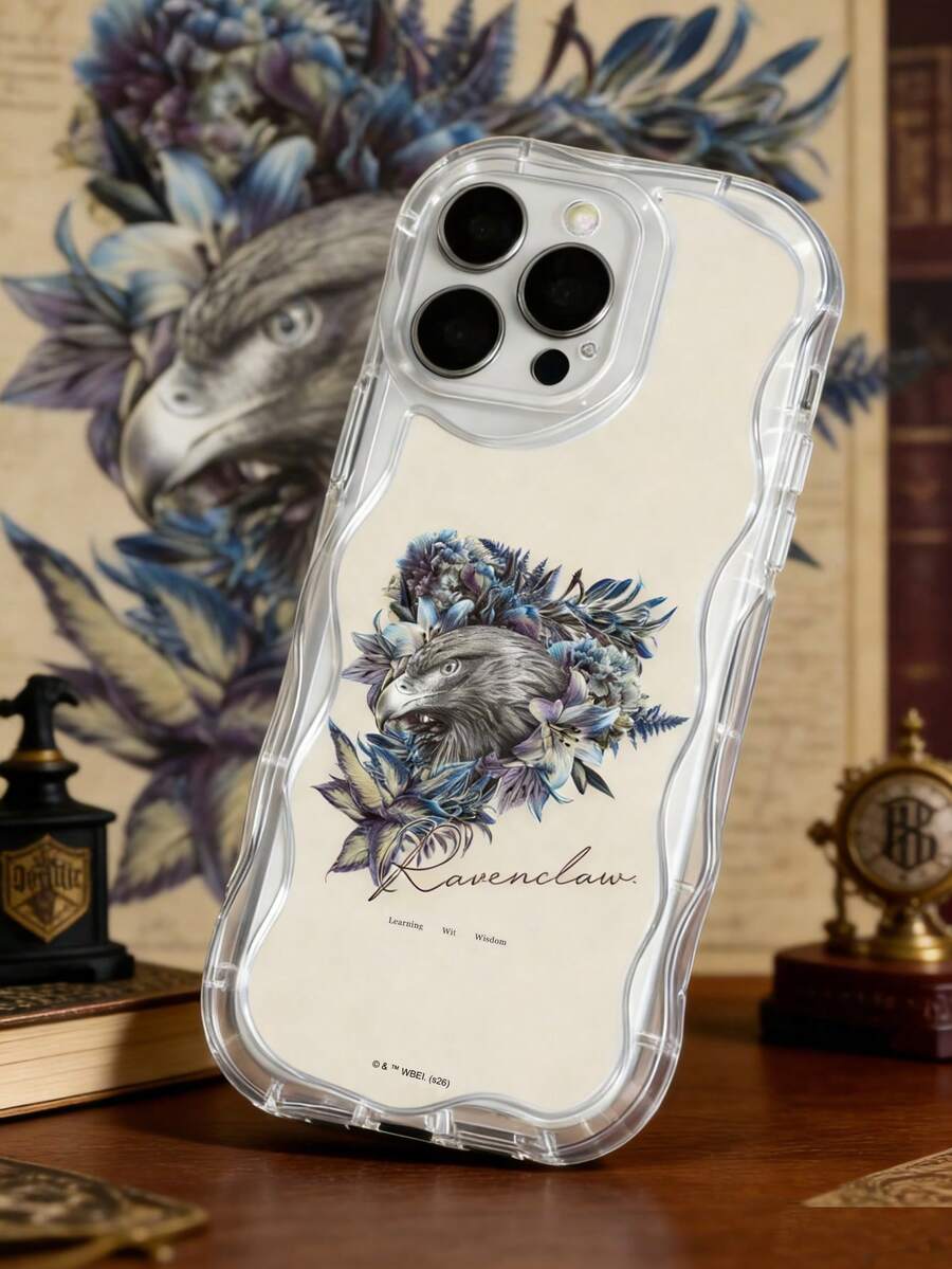 HARRY POTTER X SHEIN Ốp lưng điện thoại chống sốc, in hình chim đại bàng móng vuốt và thực vật trong suốt, thiết kế lượn sóng, có bản quyền Harry Potter, dành cho dòng iPhone. - Nhiều màu - Xem 1