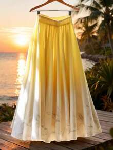 Franclia Chân váy in hoa ombre thanh lịch, thích hợp cho mùa hè. - Màu vàng - Xem 3