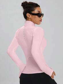 Sovereign Charm Áo khoác thể thao chạy bộ thể dục thường ngày có khóa kéo dành cho nữ - Hồng - Xem 2