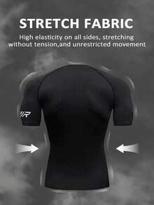 Gym Rark Herren Grafik-Muster Rundhals Kurzarm Top und Shorts mit Kordelzug Taille Sportanzug, Gym - Schwarz - Übersicht 2