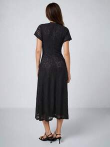 Maija Elegant Lace Waist Cinched Long Sleeve Dress For Women Black Lace Dress Zanea Dress For Woman Ladies Dresses São João Women's Clothing Mother's Day Lace Dress For Women Elegant Lace Dress Country Concert Outfit Evening Outfits Winter Outfits - Black - View 6