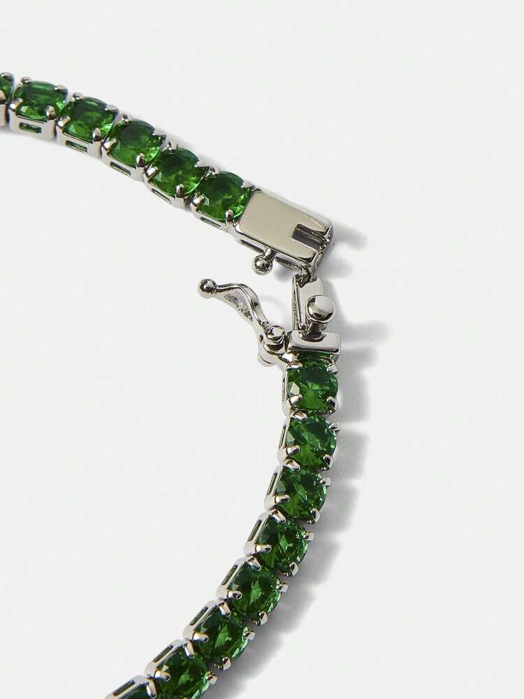 PRE SILVER PLATED GREEN DIAMOND ELEGANT BRACELET