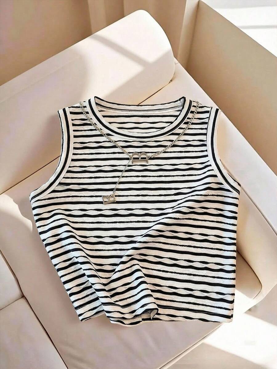 Lymera Women's Striped Crew Neck Casual Versatile Daily Wear Top - Multicolor - View 1