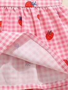SHEIN 2件套女婴幼儿/新生儿0-3岁休闲日常可爱度假条纹蝴蝶结装饰吊带背心+短裤套装，春夏款 - 粉色 - 查看 5