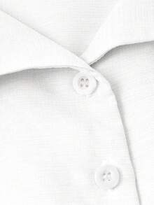 SHEIN MOD 女士优雅纯色收腰中长连衣裙，夏季 - 白色 - 查看 7