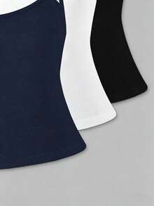 女童白色吊带背心三件套，面料柔软，简约时尚，可单穿或叠穿，日常外出百搭，展现女孩甜美优雅的气质。 - 黑色 - 查看 5