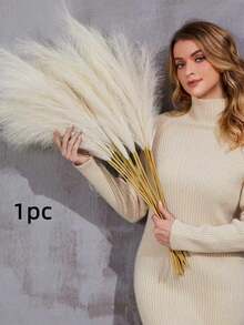 100/50/30/20/10/3/1 Faux Pampas Grass, Pompas, Pampas Grass, Pampas Grass For Floor Vase, Pampas Grass Decor For Vase Fillers, Boho Rustic Farmhouse Home Decor,Wedding Party Decor, Valentine's Day, Gift Gifts Birthday Graduation,Fall Decor,Autumn(97cm Is Suitable For Floor Vases, 55cm Is Suitable For Tabletop Vases.) - Beige - View 16