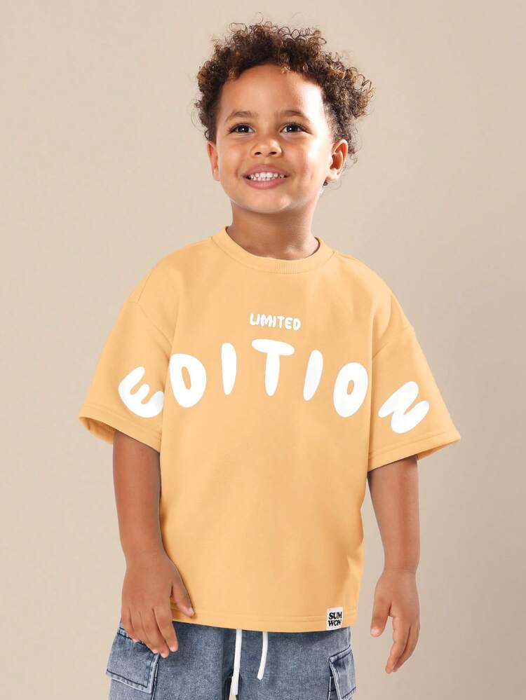 Oversized Boys Limited Edition Graphic Print T-Shirt With Round Neck Short Sleeves Casual Everyday Wear