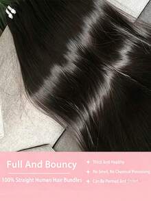 14-28英寸奢华直发真人发束,处女发接发,18英寸,18英寸,18英寸,高级真发双层发片,3片装,高光泽,长寿命,日常及沙龙品质,柔软丝滑,高级隐形接发 - Natural Black - 查看 8