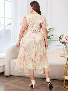 Reflora Đầm quấn in hoa thanh lịch cỡ lớn dành cho mùa hè - Hồng - Xem 3