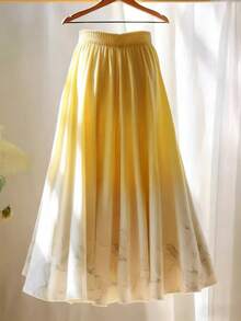 Franclia Chân váy in hoa ombre thanh lịch, thích hợp cho mùa hè. - Màu vàng - Xem 2