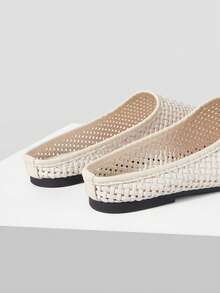 Mnmlis 女士精致镂空平底鞋，时尚舒适方头优雅平底鞋 - 杏色 - 查看 4