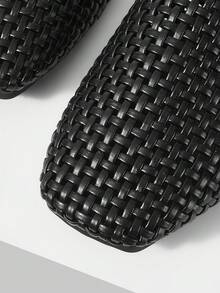 Mnmlis 女士精致镂空平底鞋，时尚舒适方头优雅平底鞋 - 黑色 - 查看 5