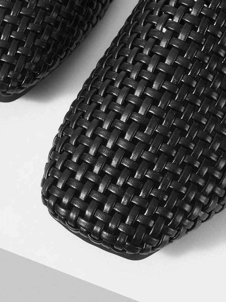 Mnmlis Zapatos planos elegantes para mujer con puntera cuadrada, diseño hueco y cómodo, de moda - Negro - Añade 5