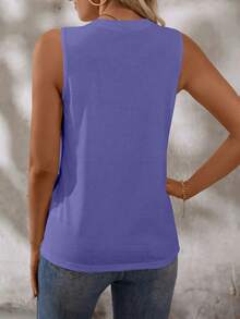 EMERY ROSE Women's Casual Solid Color Tank Top, Versatile For Summer - Purple - View 2