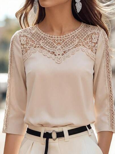 Miaspire Custom Floral Collar Insert Women's Casual Vacation Blouse, Spring/Summer Mothers Day Gift For Mom,Summer