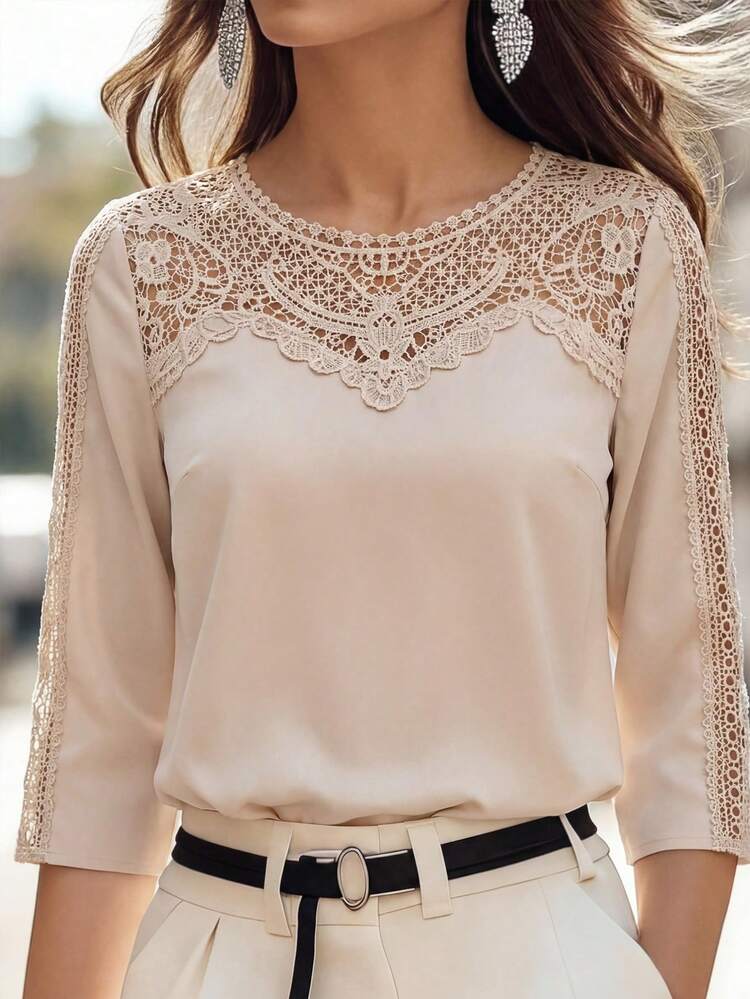 Custom Floral Collar Insert Women's Casual Vacation Blouse, Spring/Summer Mothers Day Gift For Mom,Summer