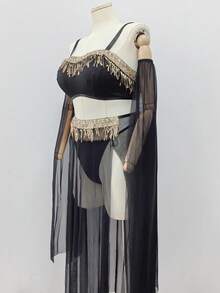 Fantasy Costume Fantasy Costume 5 件大码网状流苏性感内衣套装 - 黑色 - 查看 5