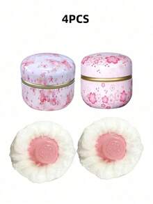 1 Set Includes 1 Large Powder Puff, 1 Powder Box, And 1 Loose Powder Container, Powder Puff And Powder Box Suitable For Bathing And Travel, Perfect Gift For Christmas, Holidays, Halloween, Valentine's Day, Eid - Multicolor - View 12